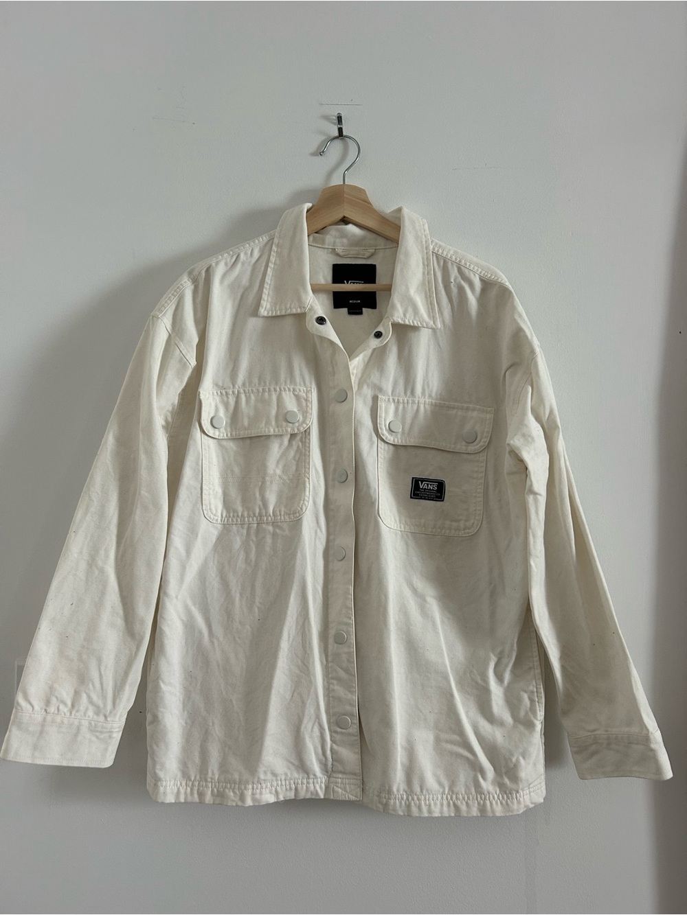 Vans Men's Off-White Button-Up Utility Shirt Jacket